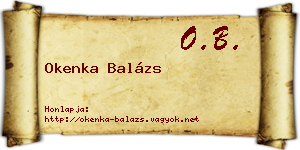 Okenka Balázs névjegykártya